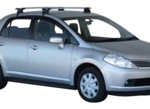 Whispbar Dakdragers Zwart Nissan Tiida Latio 4dr Sedan met Glad Dak bouwjaar 2004-e.v. Complete set dakdragers