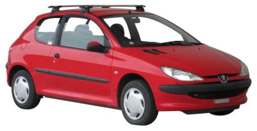 Whispbar Dakdragers Zwart Peugeot 206 3dr Hatch met Glad Dak bouwjaar 1998-2006 Complete set dakdragers