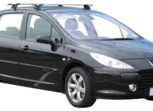 Whispbar Dakdragers Zilver Peugeot 307 5dr Hatch met Vaste Bevestigingspunten bouwjaar 2001-2008 Complete set dakdragers