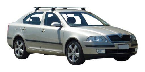 Whispbar Dakdragers Zilver Skoda Octavia II 4dr Liftback met Glad Dak bouwjaar 2004-2009 Complete set dakdragers