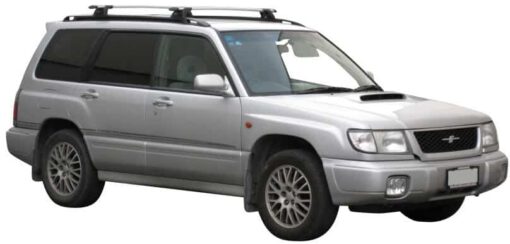 Whispbar Dakdragers Zilver Subaru Forester 5dr Estate met Geintegreerde dakrails bouwjaar 1997-2002 Complete set dakdragers