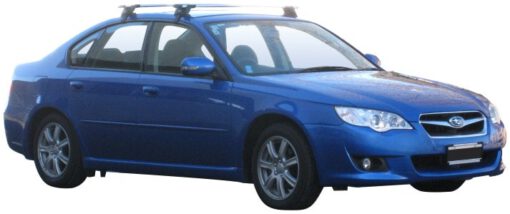 Whispbar Dakdragers Zilver Subaru Legacy 4dr Sedan met Glad Dak bouwjaar 2004-2009 Complete set dakdragers