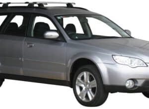 Whispbar Dakdragers Zilver Subaru Outback 5dr Estate met Geintegreerde dakrails bouwjaar 2004-2009 Complete set dakdragers