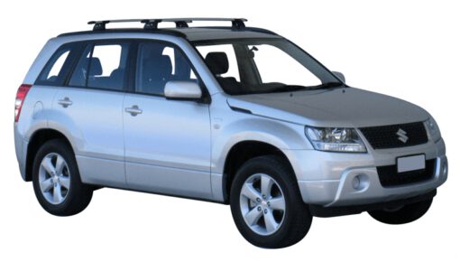 Whispbar Dakdragers Zwart Suzuki Grand Vitara 5dr SUV met Geintegreerde dakrails bouwjaar 2013-e.v. Complete set dakdragers